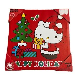 Hello Kitty Christmas Light Up Wall Hanging Canvas NEW Decor Santa Tree Art